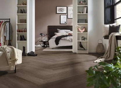 SPC настилка COREPEL Herringbone S41492MT Brown Oak 730x146x6mm 33AC5, вградена подложка