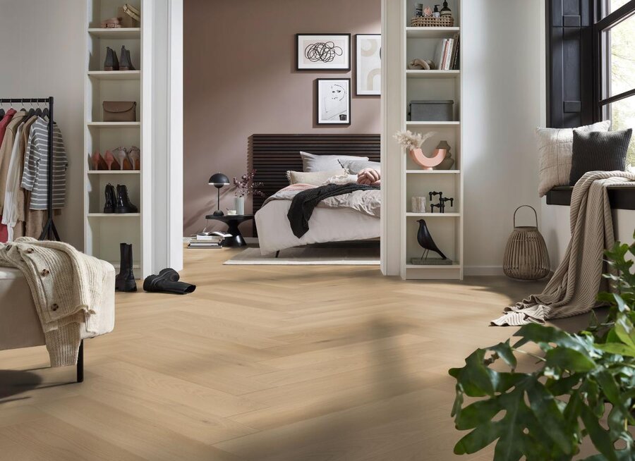 SPC настилка COREPEL Herringbone S41542MT Pure Oak 730x146x6mm 33AC5, вградена подложка