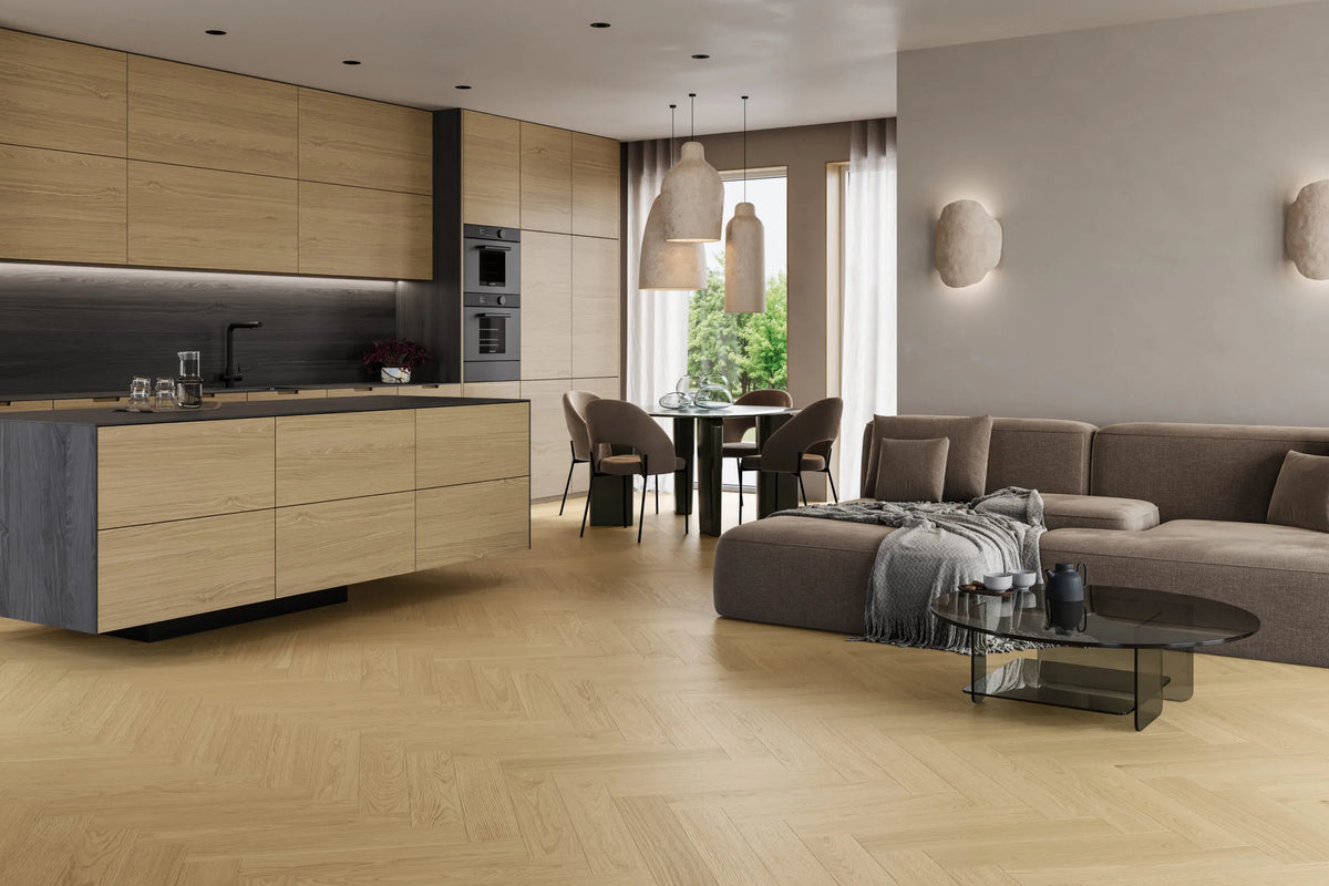 Винилова настилка SPC Дъб Cream Рибена Кост DP5000036